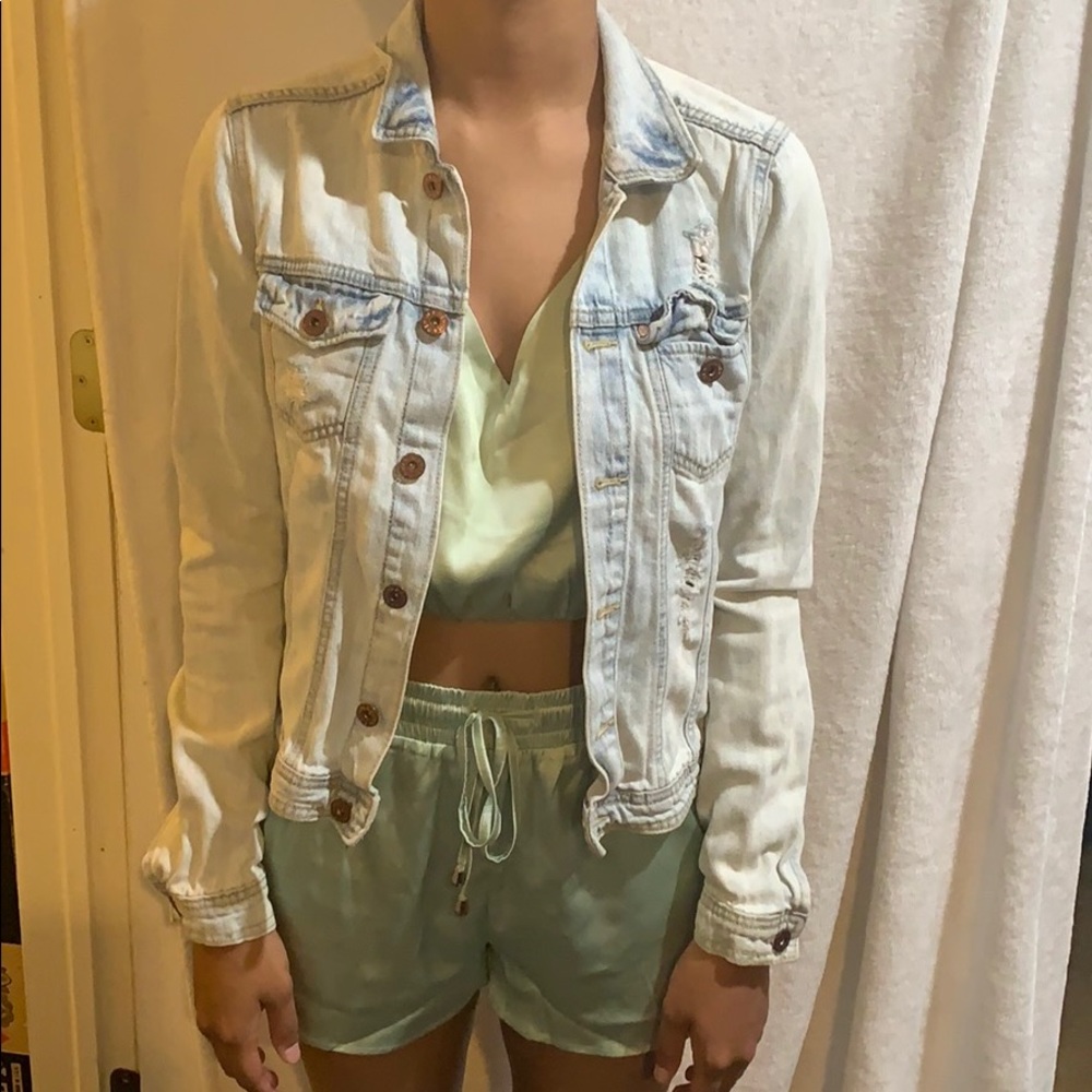 Distress denim jean jacket